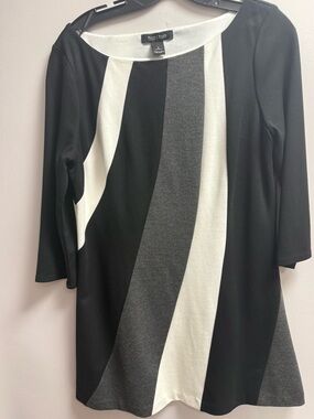 Like New White House Black Market Black, White & Gray Colorblock Dress Women’s L